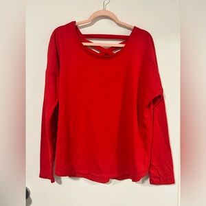 Elegant Red Long Sleeve Top with Crisscross Back